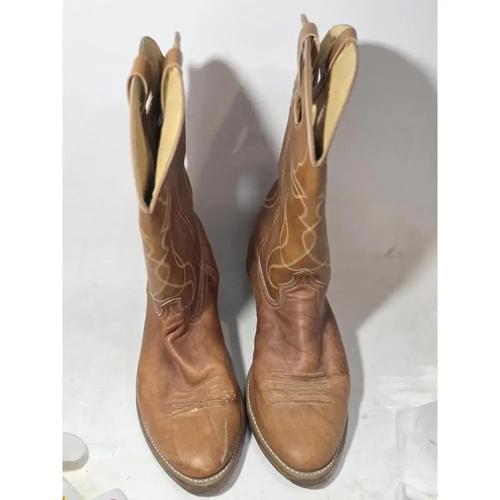 vintage acme western boots leather mens shoes pull on sz 15 EW